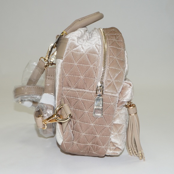 bebe | Bags | Bebe Champagne Velvet Quilted Mini Backpack | Poshmark